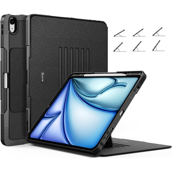 Case for New iPad Air 13 Inch Case 2024/ iPad Pro 12.9 Inch Case 3rd Gen 2018, Full Protective Cover with Magnetic Stand, Auto Sleep/Wake, Apple Pencil Charging, Black