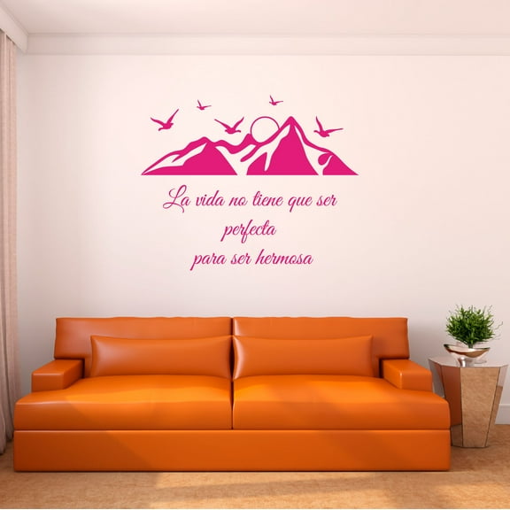 Spanish Wall Decals for Girls Bedroom - La vida no tiene que ser perfecta para ser hermosa Inspirational Quotes About Life in Spanish Home Wall Sticker - Size: 20 In x 16 In