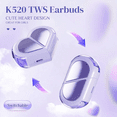 thumbnail image 2 of Audífonos Bluetooth In-ear Mini Corazón, Audífonos con Micrófono, Audífonos para el Gym, Manos Libres Xtellar morado, 2 of 4
