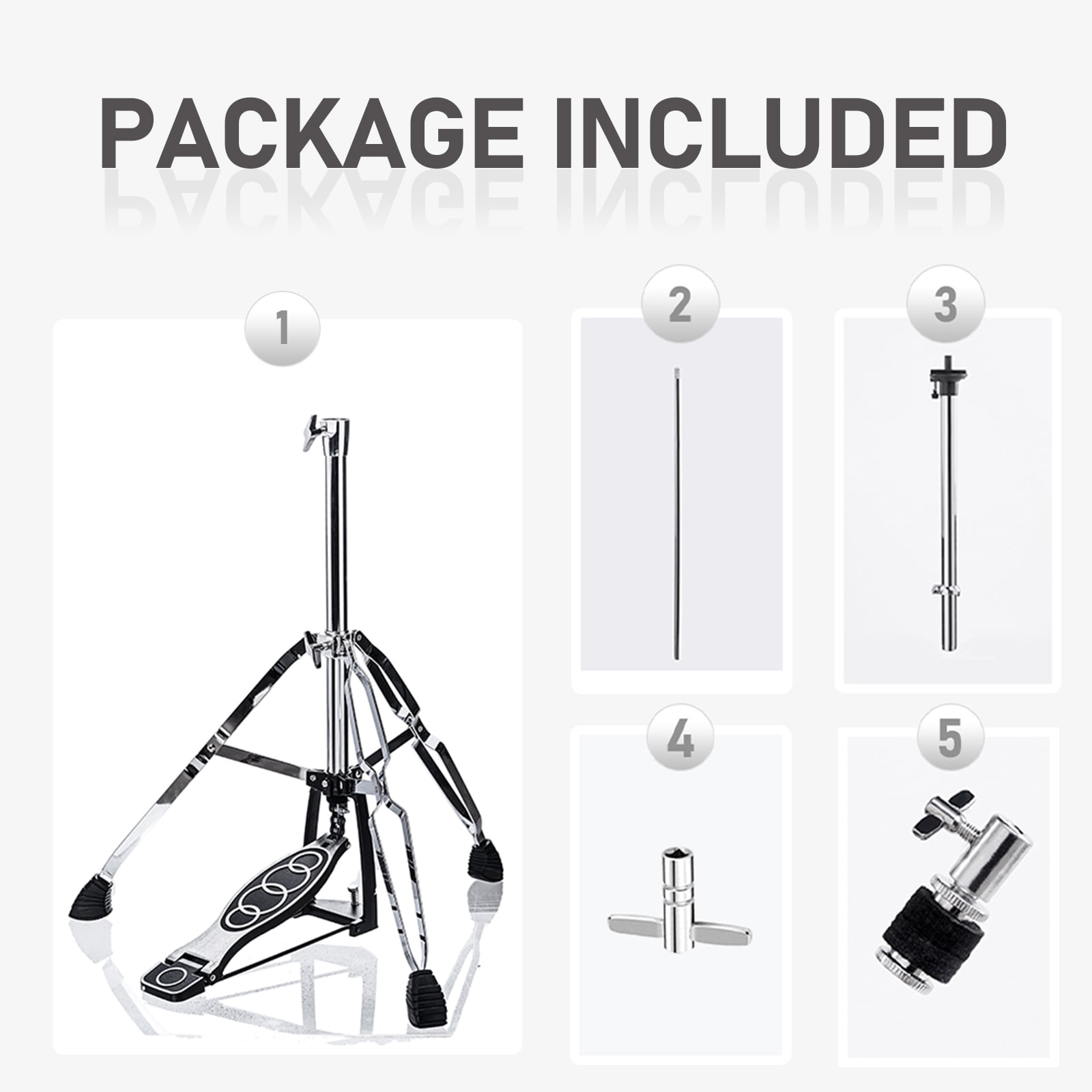 Vaisoeny Hi Hat Stand，Three Legs Hi-Hat Stand，Adjustable Height 23.6" to 39.3", Double Braced High Hat Stand with Widened Non-Slip Rubber Feet (V-CC-YQ06)