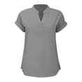 thumbnail image 5 of HongQid Womens Summer Tops Short Sleeve V Neck Cotton Linen Shirts Loose Casual T-Shirts, 5 of 5