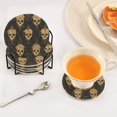 thumbnail image 5 of Haosy Set of 6 Drink Woven Coaster with Holder Heat Resistant Non-Slip Bar Coasters 4 Inches Gold Skull, 5 of 7