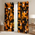 thumbnail image 2 of Manfei Vintage Abstract Geometric Blackout Curtains Set of 2 (52x84 Each),Pixel Grid Print Window Curtains,Orange Black Curtains and Drapes For Boys,Super Cozy Room Decor, 2 of 6