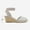 GREY, variant on Ream Pairs Women Espadrilles Wedge Sandals Comfort Elastic Ankle Strap Shoes Amanda-1 Beige/White Size 11