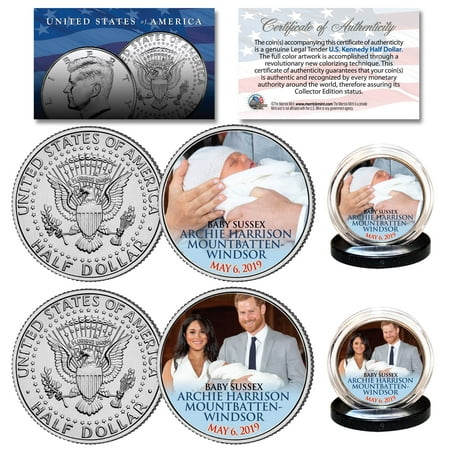 BABY ARCHIE SUSSEX May 6th 2019 Prince Harry & Markle JFK Half Dollar 2-Coin