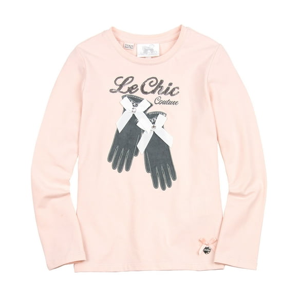 Le Chic Girl's Peach T-shirt with Gloves, Sizes 3-14 - 3/98