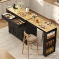 thumbnail image 4 of Aphthongs 81" Farmhouse Kitchen Island with Power Outlet & Trash Storage, Rolling Kitchen Cart on Wheels with Extendable Dining Table, 2 Drawers & Adjustable Shelves, 4 of 11