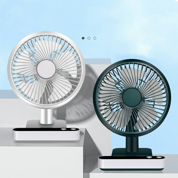 Ventilador de escritorio USB - Mini ventilador portátil recargable con vibración automática de 180°, 4 velocidades y pantalla LED, flujo de aire silencioso fuerte para escritorio de oficina, blanco