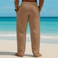 thumbnail image 5 of Dresfit Linen Pants Mens Spring Open Bottom Wide Leg Pants Big and Tall Drawstring Yoga Slacks Baggy 2026 Lightweight Elastic Waist Trousers Brown L, 5 of 6
