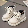 thumbnail image 5 of CAICJ98 Girl Boots Kid Waterproof Outdoor Fall Winter Comba Booties Leather Comfort Shoes Boots Toddler White (Toddler/Little Kid),13.5, 5 of 7