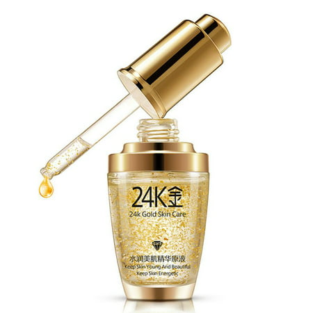 24k Pure Gold Foil Essence Serum, Makeup Primer, Moisturizing Anti-Aging Anti-Redness Acne Treament Essencial Cream, Face Skin Essence Serum Hyaluronic(30ml/1