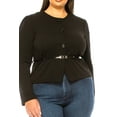 thumbnail image 6 of Women's Plus Size Collarless Button Down Jacket with Belt Accent, 6 of 7