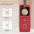 thumbnail image 5 of Phone Case for Samsung Galaxy Z Flip 5 5G 2023 Wallet Cell Cover with Crossbody Strap Ring Stand RFID Credit Card Holder Leather Accessories ZFlip5 Z5 G Flip5 5Z Women Men Girls Red, 5 of 14