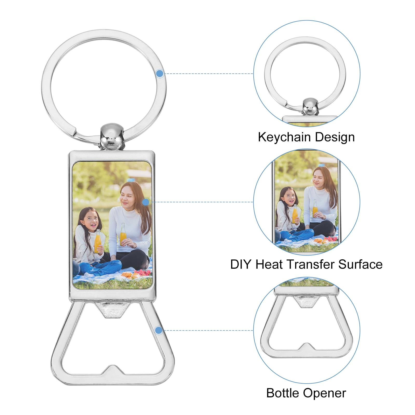 Uxcell 20Pack Sublimation Metal Bottle Opener Keychain, Blank Transfer Sublimation Key Rings (3.1x9.4cm)