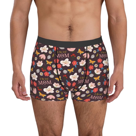 Saiise To The Best Mom Print Men’s Boxer Briefs, Soft and Comfortable Underwear with Moisture-Wicking Fabric for All-Day Wear-Large