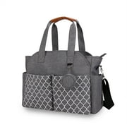 MOMIGO Diaper Bag Tote with Changing Station Upgrade Multi-Function Baby Bag with Adjustable Shoulder Strap Insulated Pockets(Gray)