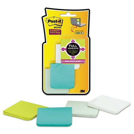 Adhesive Note Set - Post-it Notes Super Sticky Full Adhesive Notes, 2 x 2, Assorted Bora Bora Colors, 25-Sheet, 8/Pack -MMMF2208SSFM