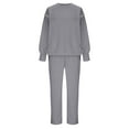 thumbnail image 5 of BiZtdJrK Two Piece Sets for Women Oversized Casual Outfits Crewneck Drop Shoulder Long Sleeve Tops and Trousers Pants Tracksuits Gray XXL, 5 of 9