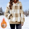 thumbnail image 2 of QQAMB Womens Sherpa Pullover Oversized Fuzzy Hoodie Double Fleece Sweatshirts Fluffy Plaid Outerwear Warm Coats Rose Gold 2XL, 2 of 7