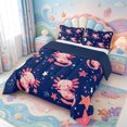 thumbnail image 2 of Manfei Kawaii Axolotl Full Size Comforter Sets,Animals Pattern Bedding Comforter Set,Navy Blue Reversible,3 Pieces,1 Comforter and 2 Pillowcases, 2 of 7