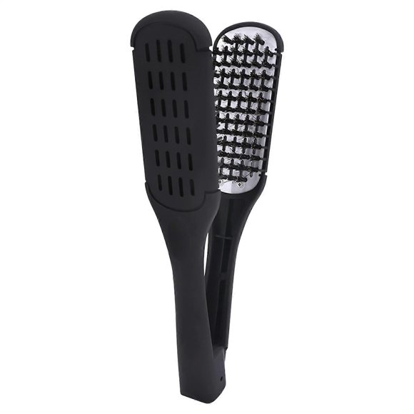 Cepillo alisador de cabello de cerámica de doble cara con mango antideslizante para un cabello suave y sin frizz.