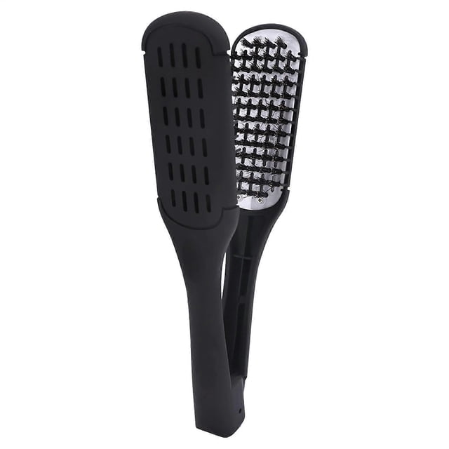 Cepillo alisador de cabello de cerámica de doble cara con mango antideslizante para un cabello suave y sin frizz.
