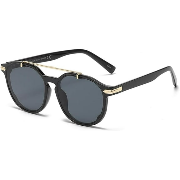 Round Sunglasses Women Double Beam Sun Glasses Men UV400 Shades Eyeglasses