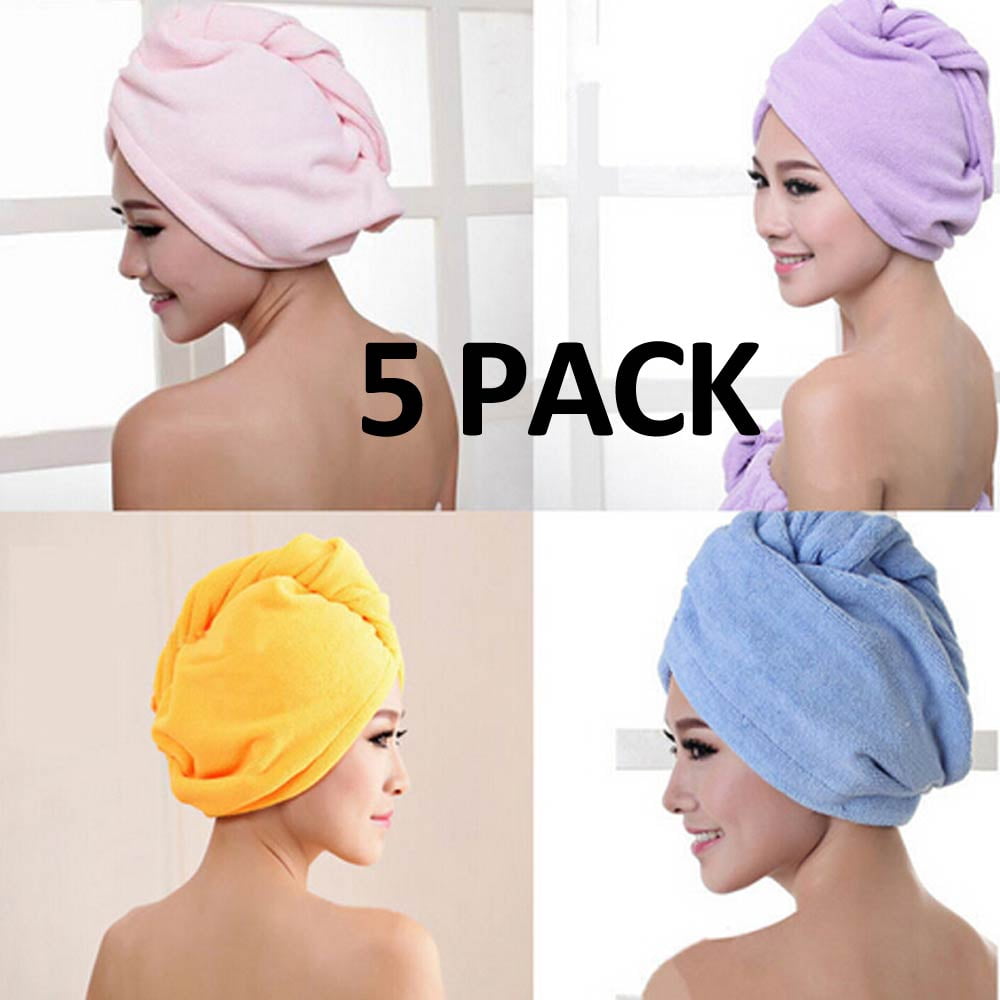 Microfiber Hair Towel 5 PACK Hair Towel Wrap Turbans for