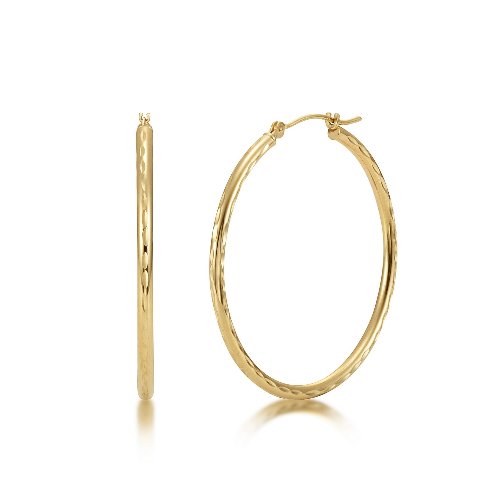 Womens 1.5mm Paradise Jewelers 14K Yellow Gold Diamond Cut Classic Hoop Earrings Womens 1.5mm Paradise Jewelers 14K Yellow Gold Diamond Cut Classic Hoop Earrings