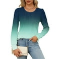 thumbnail image 6 of Cavosen Womens Dressy Tops Long Sleeve Soft Pullover Tunic Tops Crewneck Comfort Gradient Shirts Flowy Loose Fit Blouse Ruched Pleated Tees Novelty Lightweight Autumn Green M, 6 of 8