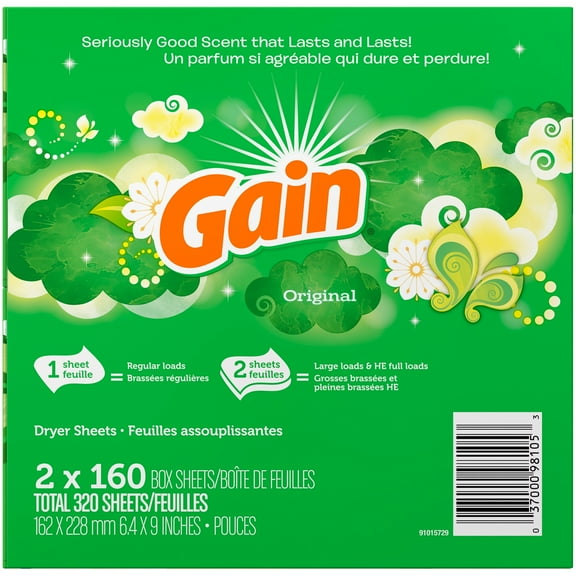 Gain Dryer Sheets, Original, 320 Count