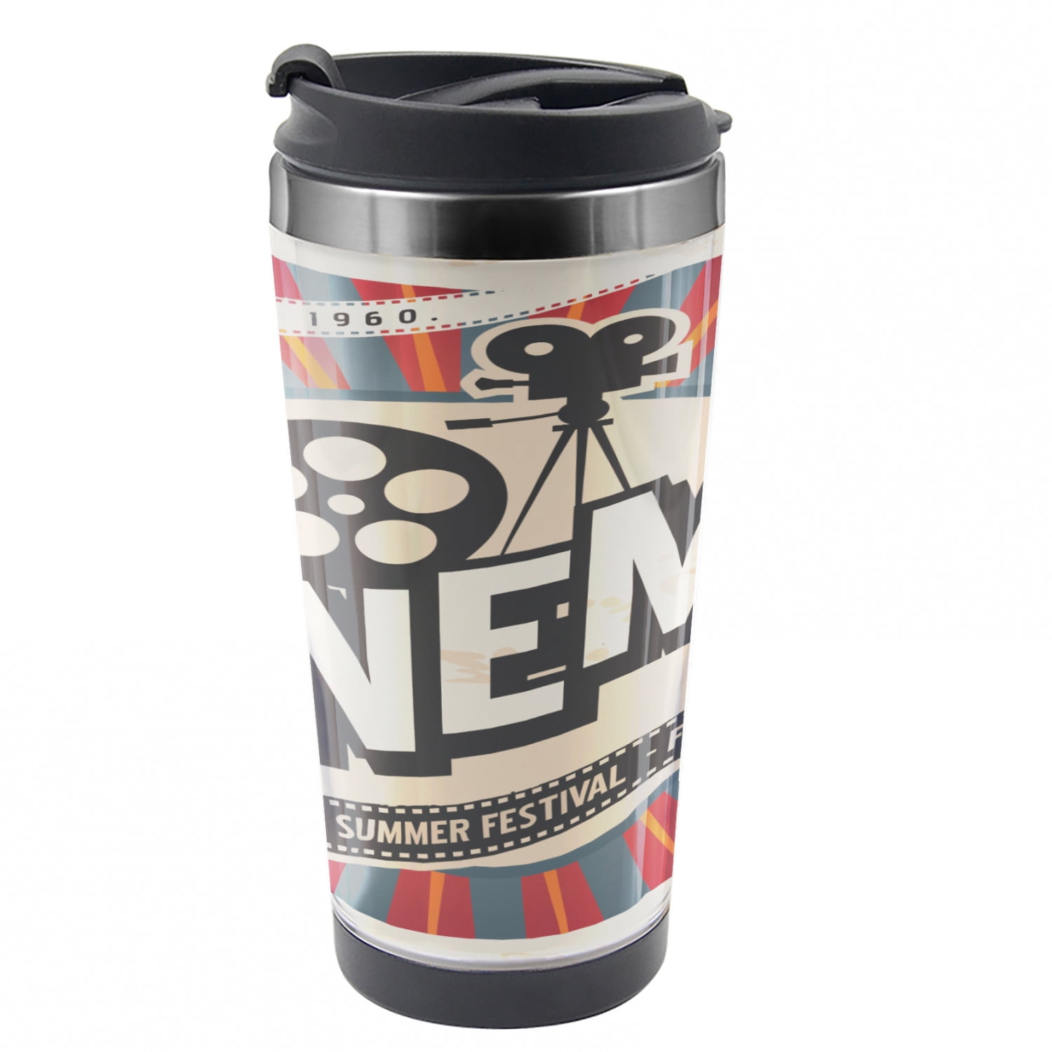 Vintage Travel Mug, Vintage Cinema Movie Star, Steel Thermal Cup, 16 oz