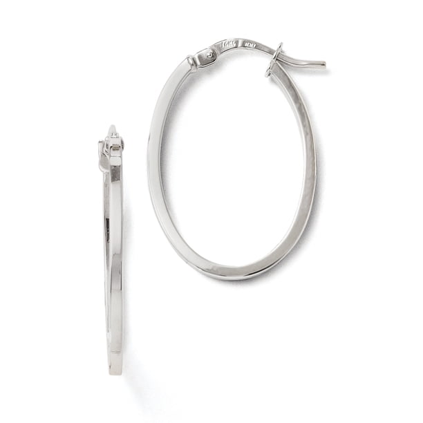 10k White Gold Polished Hoop Earrings (2x30 mm)
