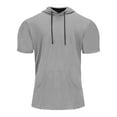 thumbnail image 1 of MAWCLOS Men T Shirts Short Sleeve Summer Tops Hooded Neck Blouse Fashion Beach Solid Color T-shirt Light Gray XL, 1 of 5