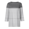 thumbnail image 4 of lcziwo Women's 3/4 Sleeve Striped Crew Neck Shirts Casual T Shirts Loose Fit Blouses Pullover Basic Tops 2025 Gray,S, 4 of 5
