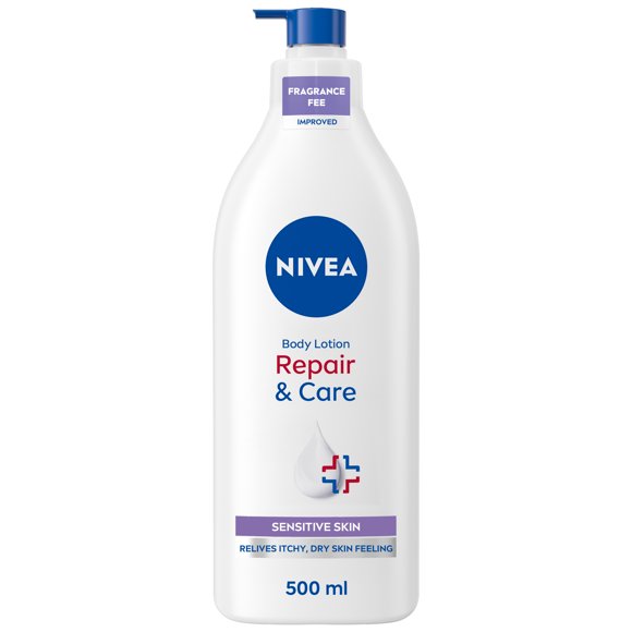 NIVEA Repair & Care Fragrance Free Body Lotion for Very Dry, Itchy Skin, 500 mL