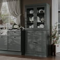 thumbnail image 3 of Palace Imports 100% Solid Wood Kitchen Pantry Storage Cabinet with Glass Doors, Adjustable Shelves and 2-Drawers, Gray, 3 of 5