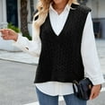 thumbnail image 6 of Qetyuw Cable Knitted Sweater for Women Chunky Sleeveless V Neck Sweaters Vests Solid Color Casual Loose Fit Pullover Jumpers, 6 of 6