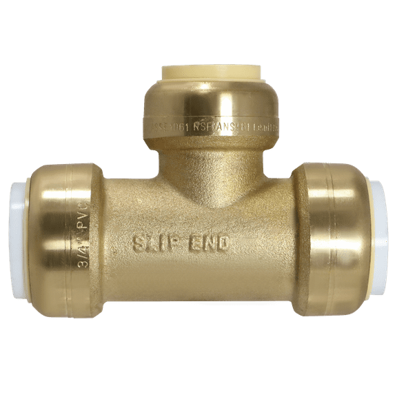 1 Pcs XFITTING 3/4" PVC x 3/4" PVC x 3/4" CTS Push Fit Tee, 3/4 Inch Push To Connect Tee