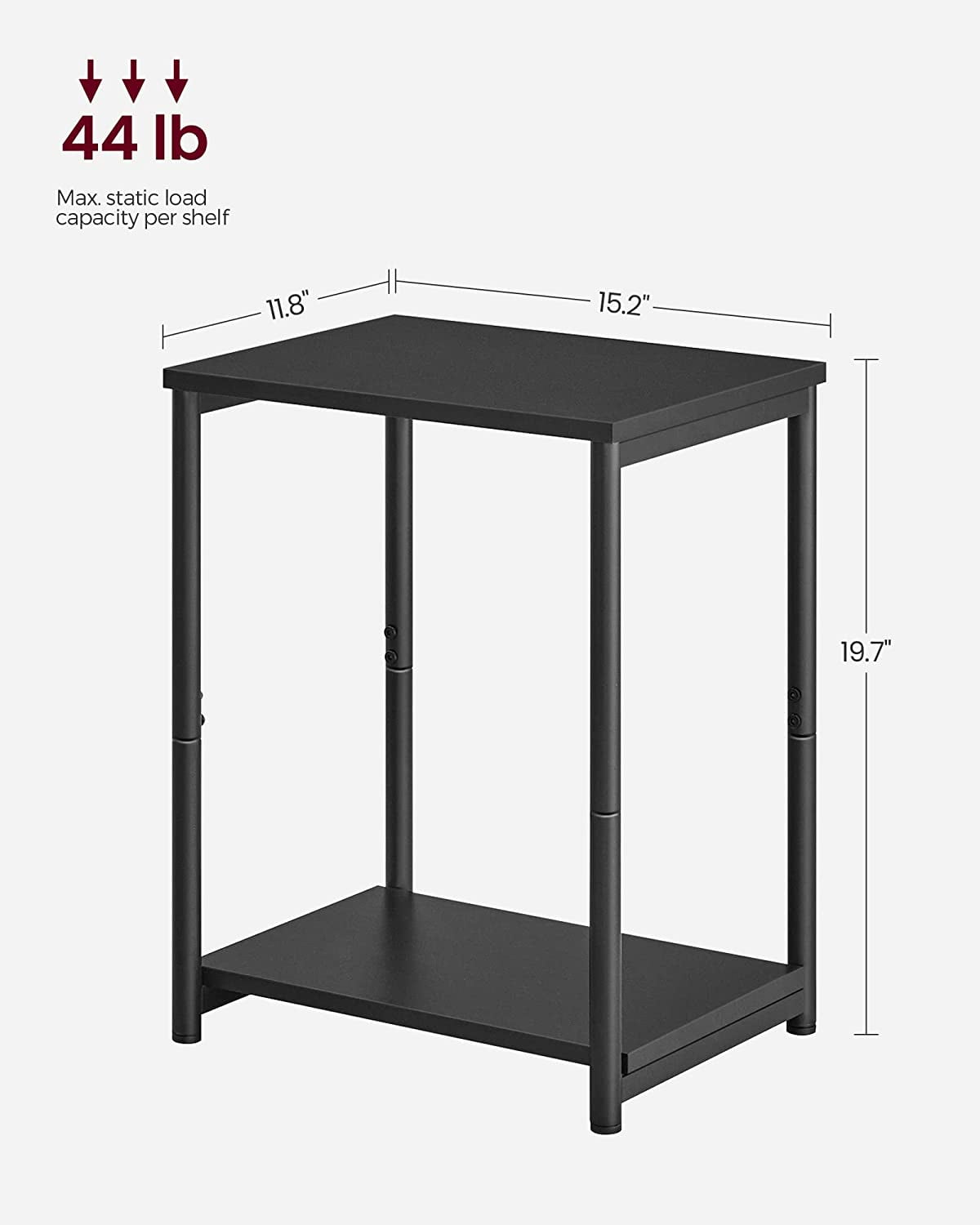 Side Tables Set of 2 Small End Table Nightstand for Living Room Bedroom Rectangle Black