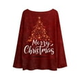 thumbnail image 5 of Women's Round Neck Lightweight Sweater Casual Long Sleeve Christmas Print Knit Pullover for Fall and Winter, Merry Christmas Design, Cozy and Festive, Christmas Sweaters for Women ,Deep Red,S, 5 of 5