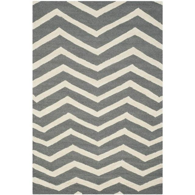 Safavieh Cambridge 4' X 6' Hand Tufted Wool Rug in Dark Gray and Ivory
