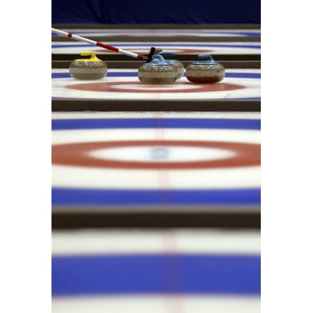 Curling Rocks On Ice Stretched Canvas - Kevin Spreekmeester  Design Pics (24 x