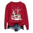 thumbnail image 1 of Chandails à Manches Longues pour Femmes, Col Rond, Mode, Imprimé Lettres, Léger, Ample, Blouse, 1 of 5