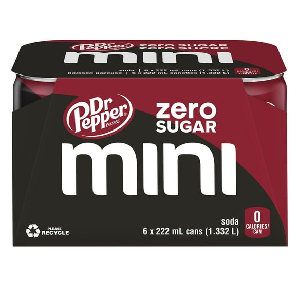 Dr Pepper Zero Sugar 6 x 222 mL, Dr Pepper Zero Sugar is a unique blend of 23 flavors without sugar or calories. Other sodas can try, but only Dr Pepper Zero Sugar can crush your craving for flavor!