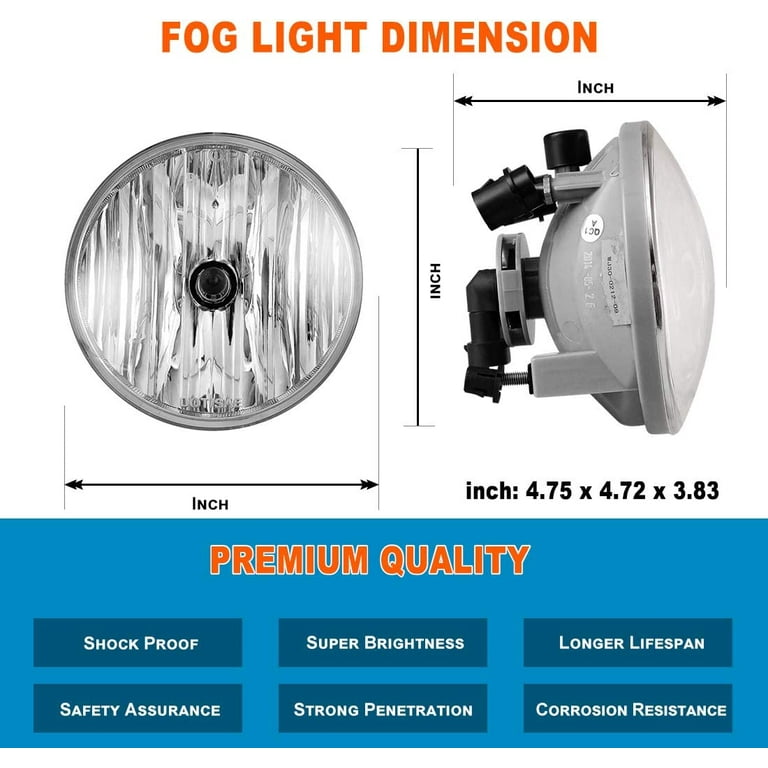 Clear Fog Light Replacements – For Ford F-150 Lightning (Pair, Halogen)