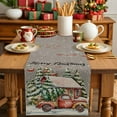 thumbnail image 4 of Burlap Table Runner 120 Inches Long,Rustic Red Truck Chalet Tree Non-Slip Kitchen Table Runners for Dining Room Everyday Use Party Table Decorations Winter Country Natural Scenery, 4 of 9