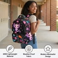 thumbnail image 3 of FKELYI 17 Inch School Bookbag for Kids Backpack Spacious Schoolbag for Elementary Student Hippie Flower Axolotl Print Casual Daypack with Multi-Pockets Travel Knapsack, 3 of 7