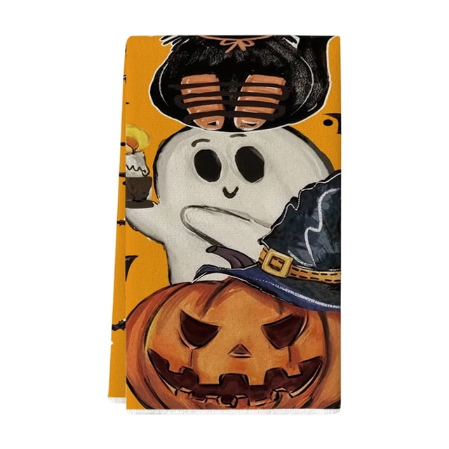 Halloween Hand Towels for Bathroom Decor with Ghost Pumpkin Design