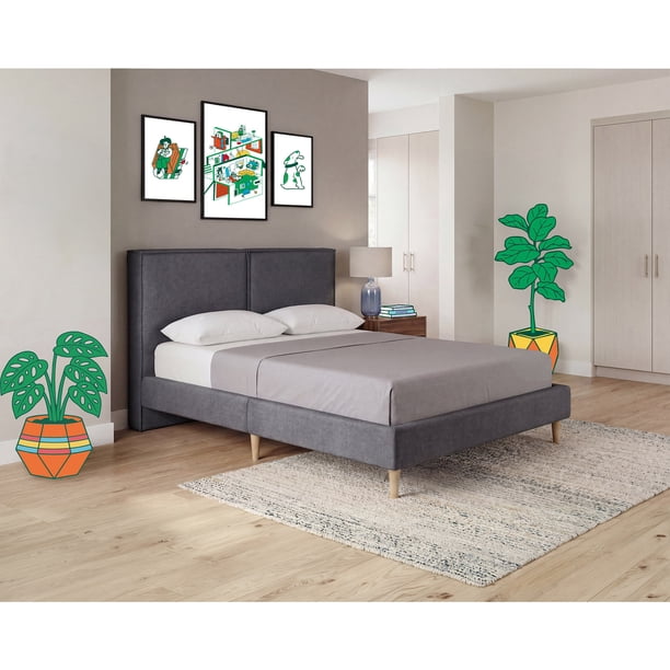Base de Cama Matrimonial Makora Luma Oxford Tapizada en Tela Tipo Lino (No Incluye Colchón)